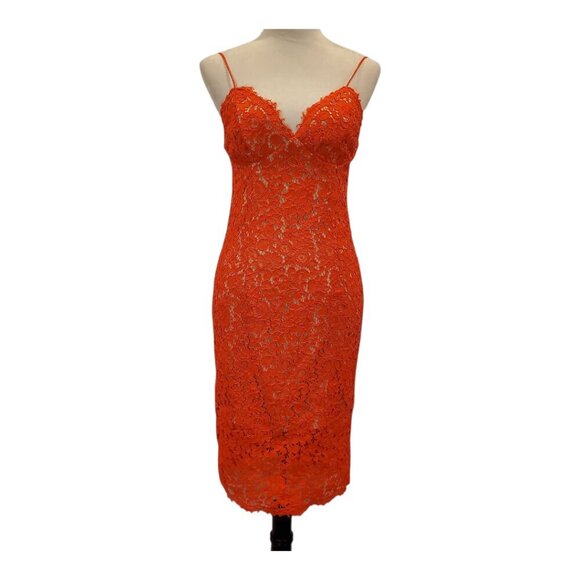 Tayla Dress by BARDOT SZ 6/S Vibrant Orange Cocktail Dress Spaghetti Straps - Picture 2 of 10